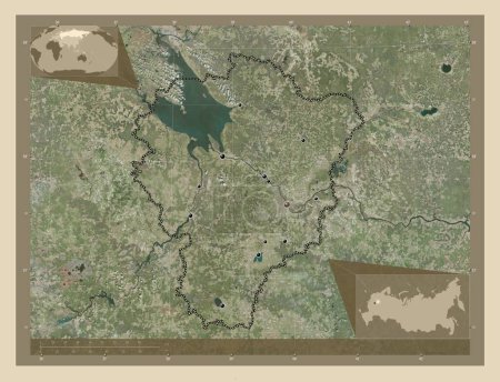 Téléchargez les photos : Yaroslavl', region of Russia. High resolution satellite map. Locations of major cities of the region. Corner auxiliary location maps - en image libre de droit