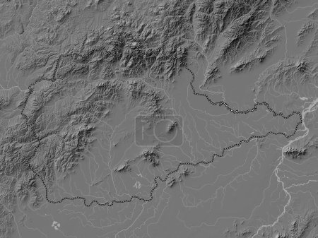 Téléchargez les photos : Yevrey, autonomous region of Russia. Bilevel elevation map with lakes and rivers - en image libre de droit