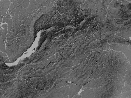 Photo for Zabaykal'ye, territory of Russia. Grayscale elevation map with lakes and rivers - Royalty Free Image