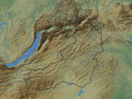 Photo for Zabaykal'ye, territory of Russia. Colored elevation map with lakes and rivers - Royalty Free Image