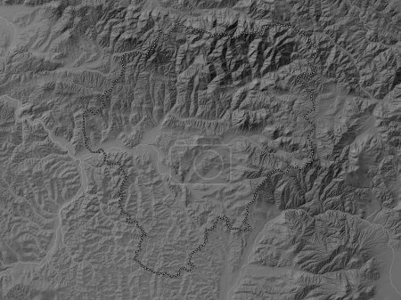 Téléchargez les photos : Bistrita-Nasaud, county of Romania. Grayscale elevation map with lakes and rivers - en image libre de droit