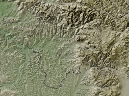 Téléchargez les photos : Bistrita-Nasaud, county of Romania. Elevation map colored in wiki style with lakes and rivers - en image libre de droit