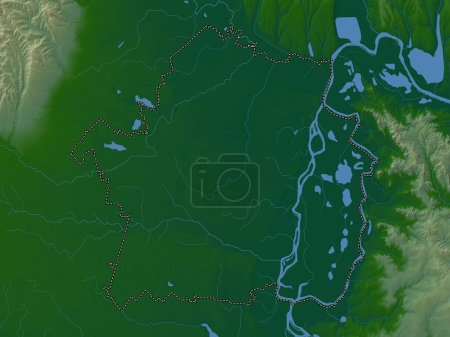 Photo for Braila, county of Romania. Colored elevation map with lakes and rivers - Royalty Free Image