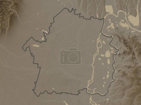 Photo for Braila, county of Romania. Elevation map colored in sepia tones with lakes and rivers - Royalty Free Image