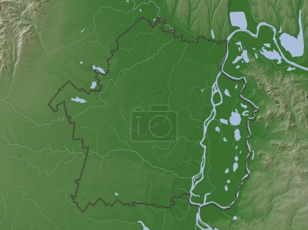 Photo for Braila, county of Romania. Elevation map colored in wiki style with lakes and rivers - Royalty Free Image
