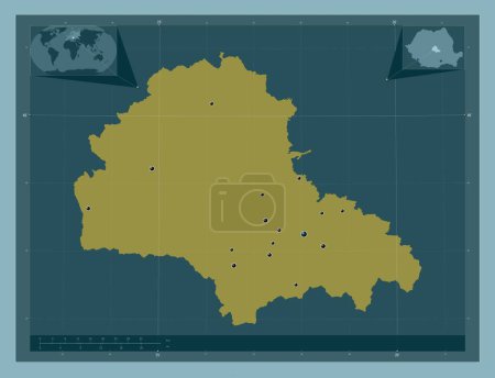 Téléchargez les photos : Brasov, county of Romania. Solid color shape. Locations of major cities of the region. Corner auxiliary location maps - en image libre de droit