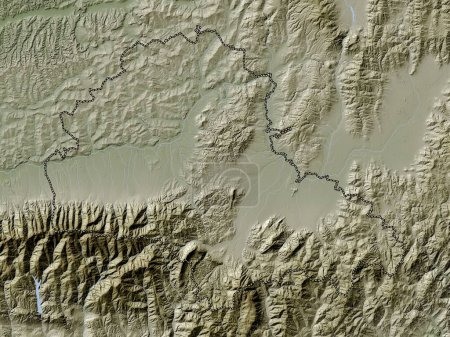 Téléchargez les photos : Brasov, county of Romania. Elevation map colored in wiki style with lakes and rivers - en image libre de droit