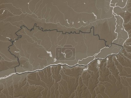 Téléchargez les photos : Calarasi, county of Romania. Elevation map colored in sepia tones with lakes and rivers - en image libre de droit