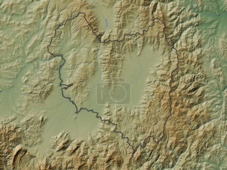 Photo for Covasna, county of Romania. Colored elevation map with lakes and rivers - Royalty Free Image