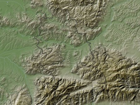 Téléchargez les photos : Hunedoara, county of Romania. Elevation map colored in wiki style with lakes and rivers - en image libre de droit