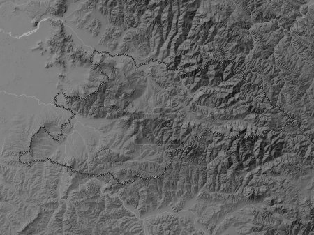 Téléchargez les photos : Maramures, county of Romania. Grayscale elevation map with lakes and rivers - en image libre de droit
