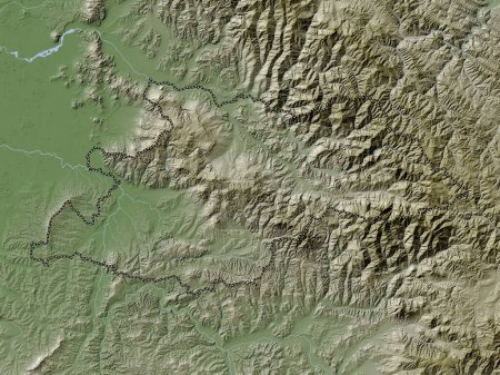 Photo for Maramures, county of Romania. Elevation map colored in wiki style with lakes and rivers - Royalty Free Image
