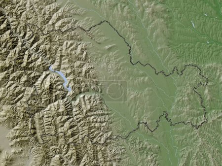 Photo for Neamt, county of Romania. Elevation map colored in wiki style with lakes and rivers - Royalty Free Image