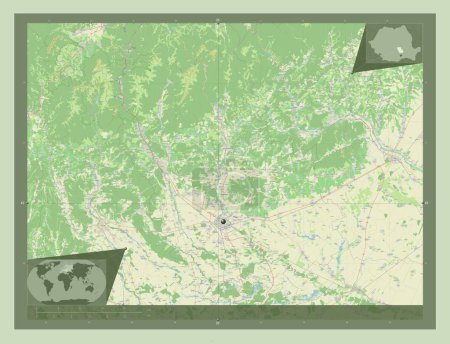 Photo for Prahova, county of Romania. Open Street Map. Corner auxiliary location maps - Royalty Free Image