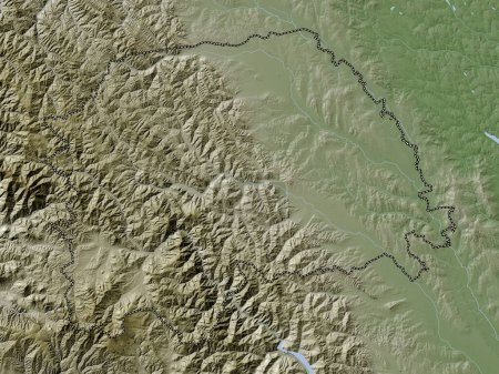 Foto de Suceava, county of Romania. Elevation map colored in wiki style with lakes and rivers - Imagen libre de derechos