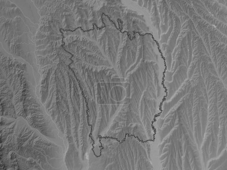 Téléchargez les photos : Vaslui, county of Romania. Grayscale elevation map with lakes and rivers - en image libre de droit