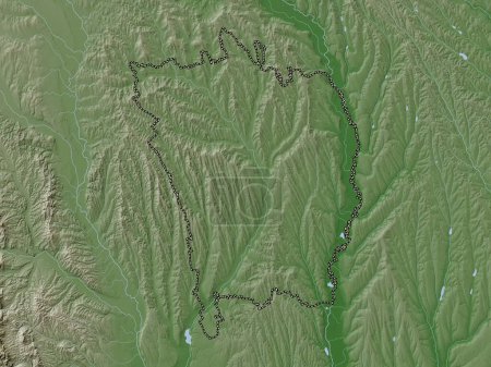 Téléchargez les photos : Vaslui, county of Romania. Elevation map colored in wiki style with lakes and rivers - en image libre de droit