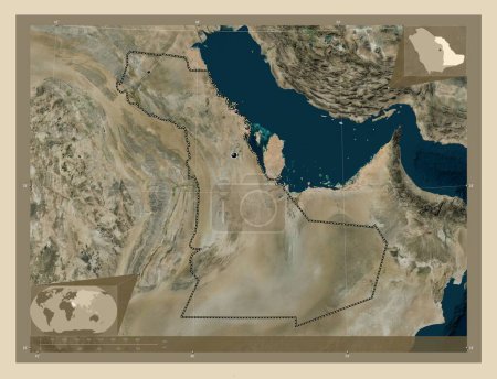 Photo pour Ash Sharqiyah, region of Saudi Arabia. High resolution satellite map. Locations of major cities of the region. Corner auxiliary location maps - image libre de droit