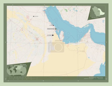 Photo pour Ash Sharqiyah, region of Saudi Arabia. Open Street Map. Locations and names of major cities of the region. Corner auxiliary location maps - image libre de droit