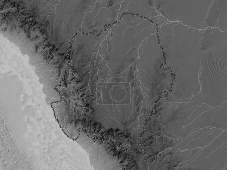 Téléchargez les photos : 'Asir, region of Saudi Arabia. Grayscale elevation map with lakes and rivers - en image libre de droit