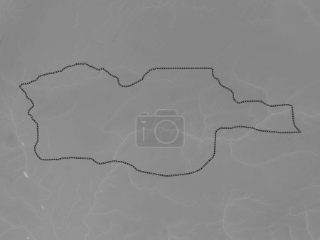 Photo for Diourbel, region of Senegal. Grayscale elevation map with lakes and rivers - Royalty Free Image