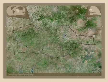 Photo for Diourbel, region of Senegal. High resolution satellite map. Locations of major cities of the region. Corner auxiliary location maps - Royalty Free Image