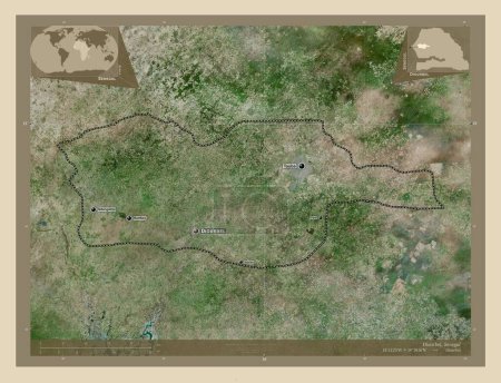 Photo for Diourbel, region of Senegal. High resolution satellite map. Locations and names of major cities of the region. Corner auxiliary location maps - Royalty Free Image