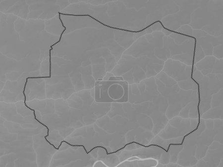 Photo for Kaffrine, region of Senegal. Grayscale elevation map with lakes and rivers - Royalty Free Image
