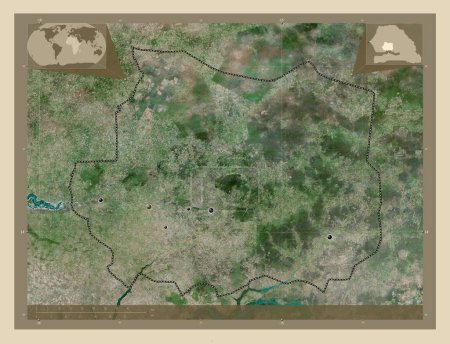 Photo for Kaffrine, region of Senegal. High resolution satellite map. Locations of major cities of the region. Corner auxiliary location maps - Royalty Free Image