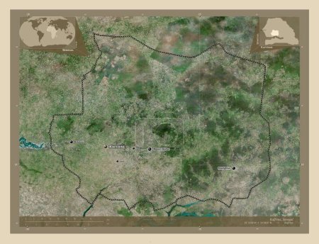 Photo for Kaffrine, region of Senegal. High resolution satellite map. Locations and names of major cities of the region. Corner auxiliary location maps - Royalty Free Image