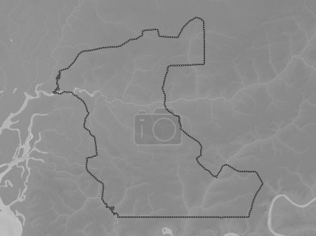 Photo for Kaolack, region of Senegal. Grayscale elevation map with lakes and rivers - Royalty Free Image