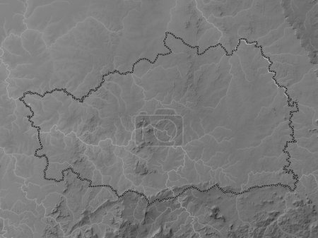 Photo for Kedougou, region of Senegal. Grayscale elevation map with lakes and rivers - Royalty Free Image