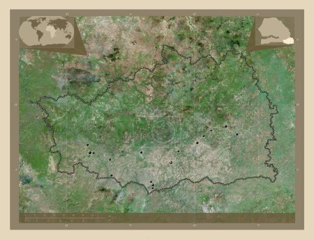Photo for Kedougou, region of Senegal. High resolution satellite map. Locations of major cities of the region. Corner auxiliary location maps - Royalty Free Image