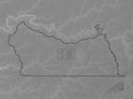 Photo for Kolda, region of Senegal. Grayscale elevation map with lakes and rivers - Royalty Free Image