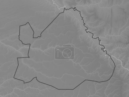 Photo for Matam, region of Senegal. Grayscale elevation map with lakes and rivers - Royalty Free Image