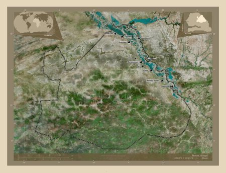 Photo for Matam, region of Senegal. High resolution satellite map. Locations and names of major cities of the region. Corner auxiliary location maps - Royalty Free Image
