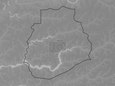 Photo for Sedhiou, region of Senegal. Grayscale elevation map with lakes and rivers - Royalty Free Image