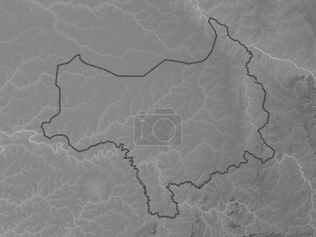Photo for Tambacounda, region of Senegal. Grayscale elevation map with lakes and rivers - Royalty Free Image