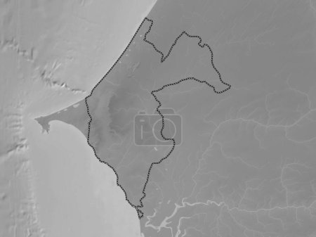 Photo for Thies, region of Senegal. Grayscale elevation map with lakes and rivers - Royalty Free Image