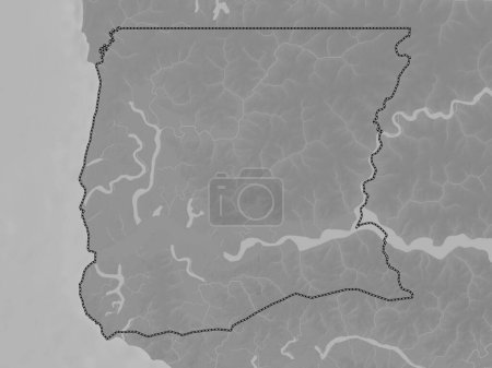 Photo for Ziguinchor, region of Senegal. Grayscale elevation map with lakes and rivers - Royalty Free Image