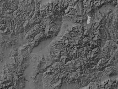 Photo for Pcinjski, district of Serbia. Grayscale elevation map with lakes and rivers - Royalty Free Image