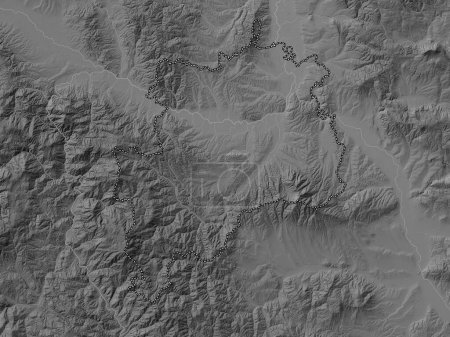 Photo for Rasinski, district of Serbia. Grayscale elevation map with lakes and rivers - Royalty Free Image