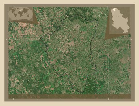 Photo for Severno-Backi, district of Serbia. High resolution satellite map. Corner auxiliary location maps - Royalty Free Image