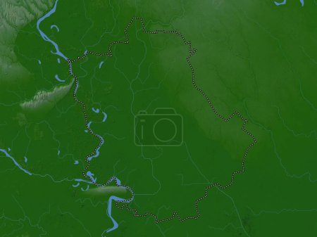 Téléchargez les photos : Zapadno-Backi, district de Serbie. Carte d'altitude colorée avec lacs et rivières - en image libre de droit