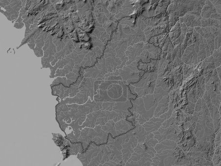 Téléchargez les photos : North West, province of Sierra Leone. Bilevel elevation map with lakes and rivers - en image libre de droit