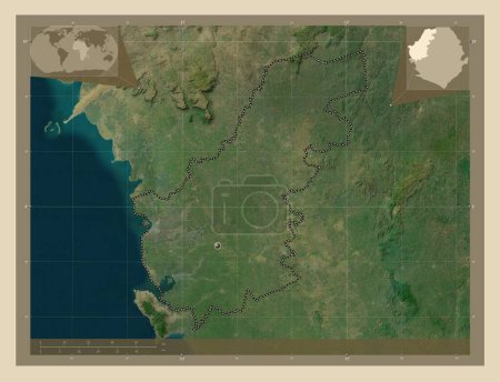 Téléchargez les photos : North West, province of Sierra Leone. High resolution satellite map. Corner auxiliary location maps - en image libre de droit
