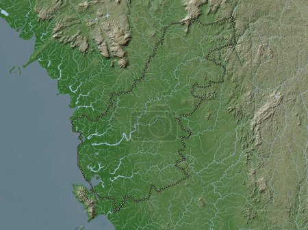 Téléchargez les photos : North West, province of Sierra Leone. Elevation map colored in wiki style with lakes and rivers - en image libre de droit