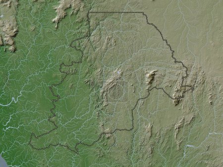 Téléchargez les photos : Northern, province of Sierra Leone. Elevation map colored in wiki style with lakes and rivers - en image libre de droit