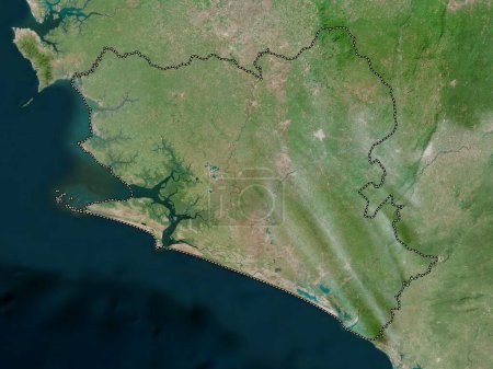Téléchargez les photos : Southern, province of Sierra Leone. High resolution satellite map - en image libre de droit