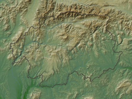 Photo for Banskobystricky, region of Slovakia. Colored elevation map with lakes and rivers - Royalty Free Image
